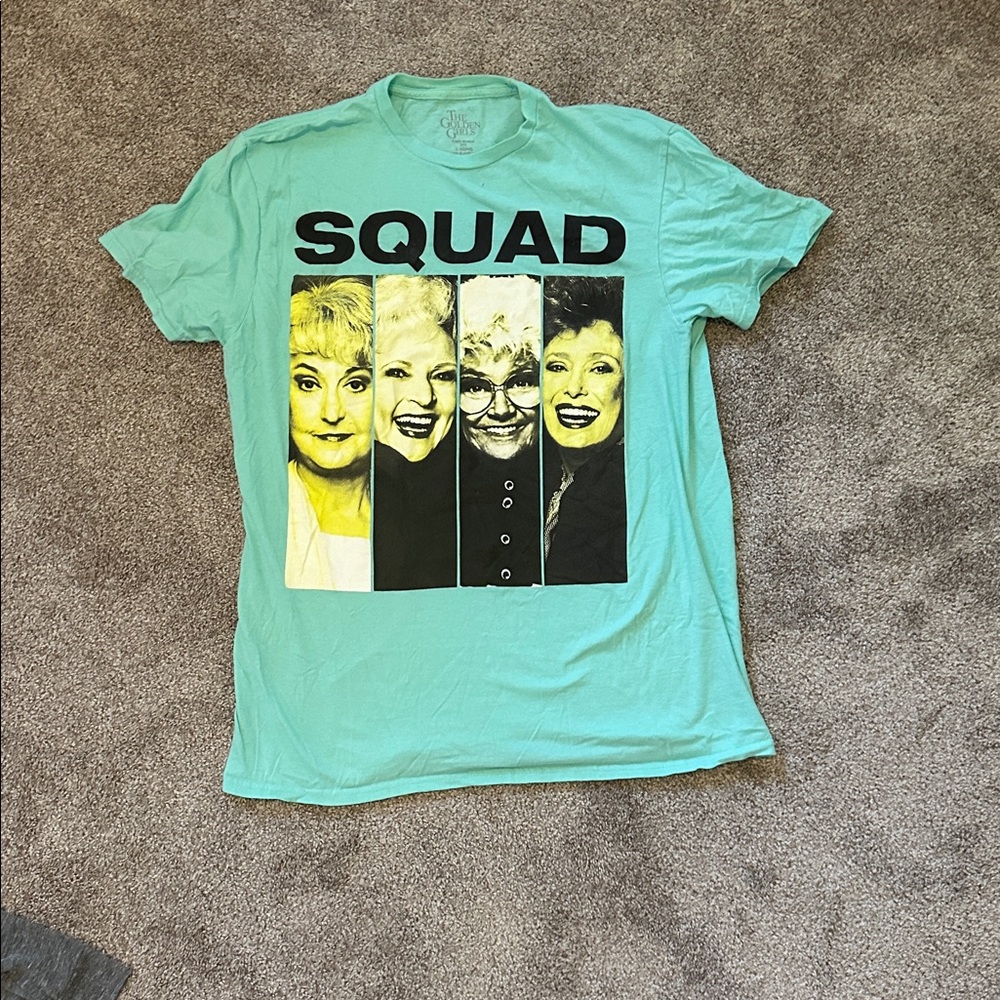 Golden Girls Mint Green Graphic T-Shirt with 'Squad' Print
